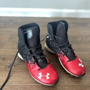 Under Armour Kids Red and Black High-Top Athletic Cleats